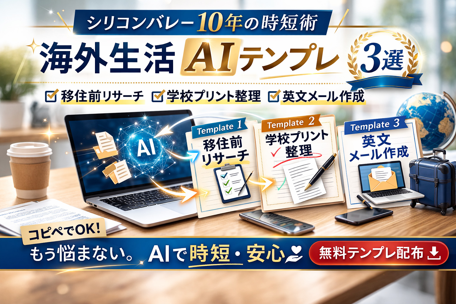 【シリコンバレー10年】海外生活の事務負担を減らすAIテンプレ3選（コピペOK）