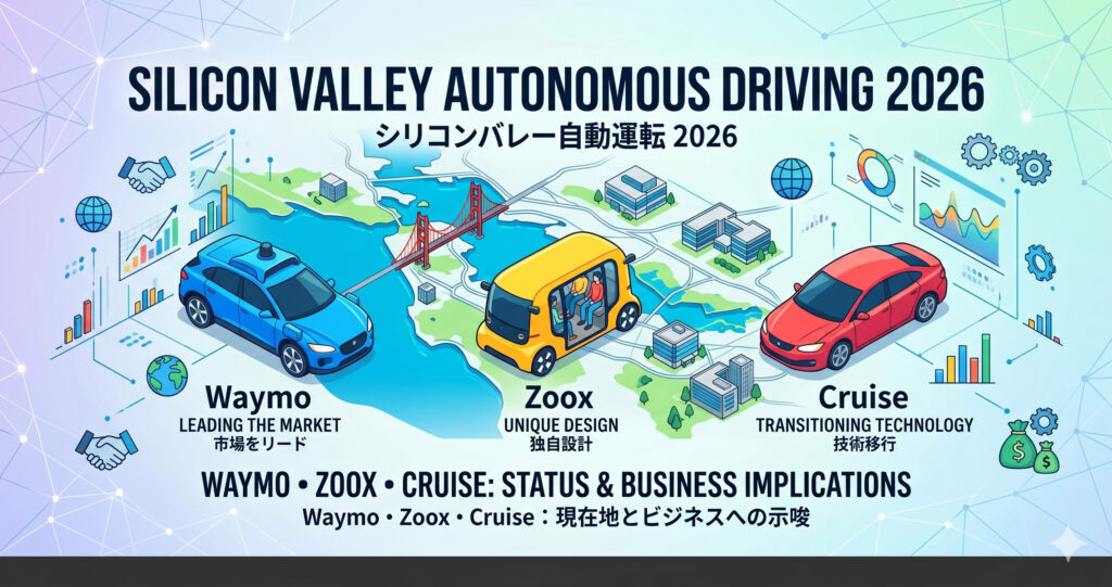 シリコンバレー自動運転2026:Waymo・Zoox・Cruiseの現在地とビジネスへの示唆