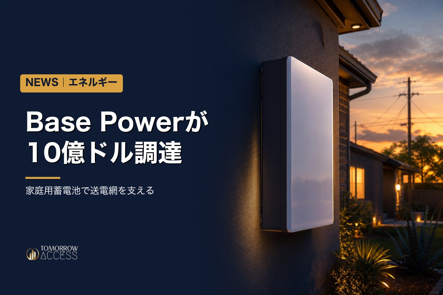 Base Powerが10億ドル調達、家庭用蓄電池で送電網を支える