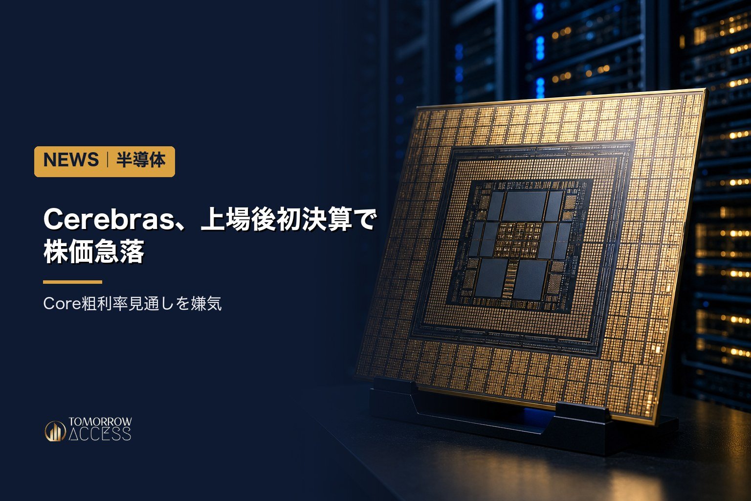 Cerebras、上場後初決算で株価急落 Core粗利率見通しを嫌気