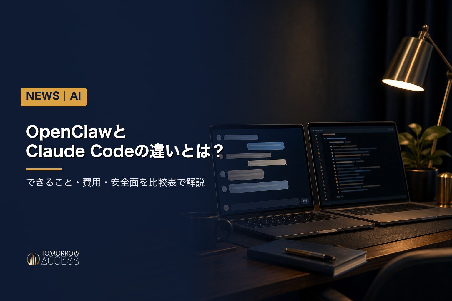OpenClawとClaude Codeの違いとは?できること・費用・安全面を比較表で解説